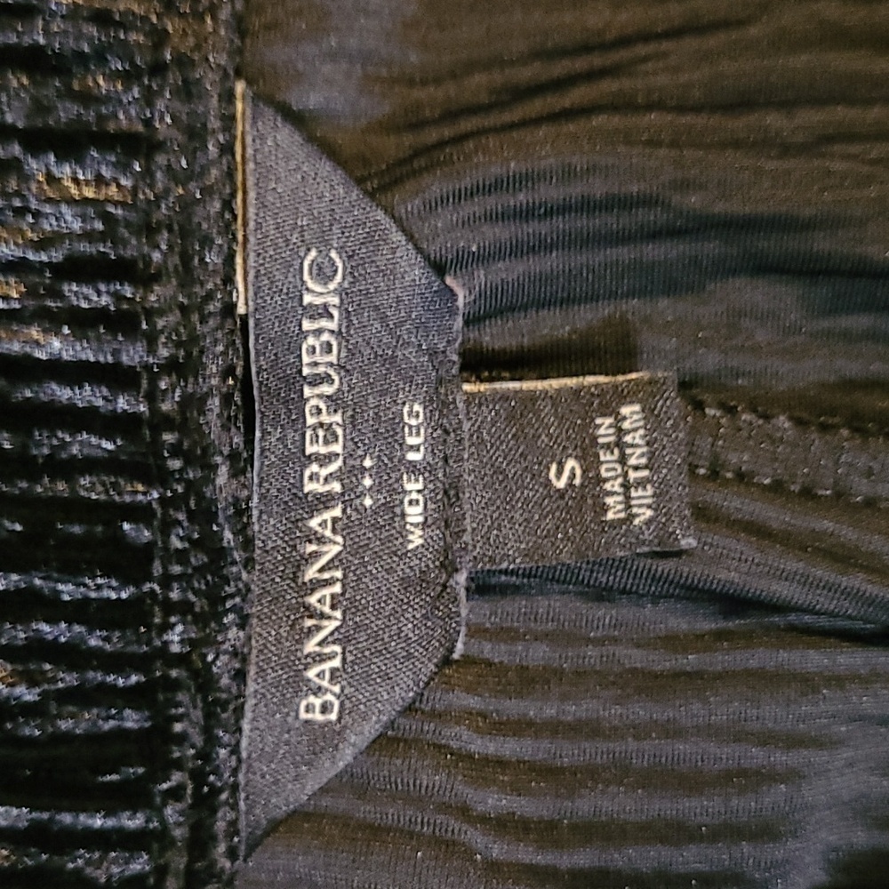 Banana Republic* Wide Leg* High Rise* Crinkle Velvet* Plisse Pant* Black* Sz S - Picture 5 of 6